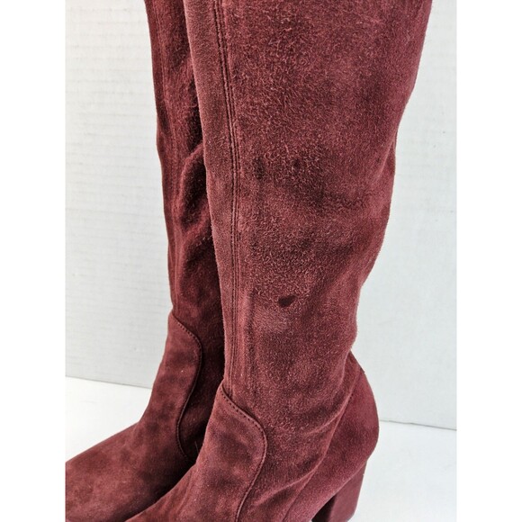 Prada Leather Suede Knee High Heeled Boots Size 36.5 - Picture 4 of 12
